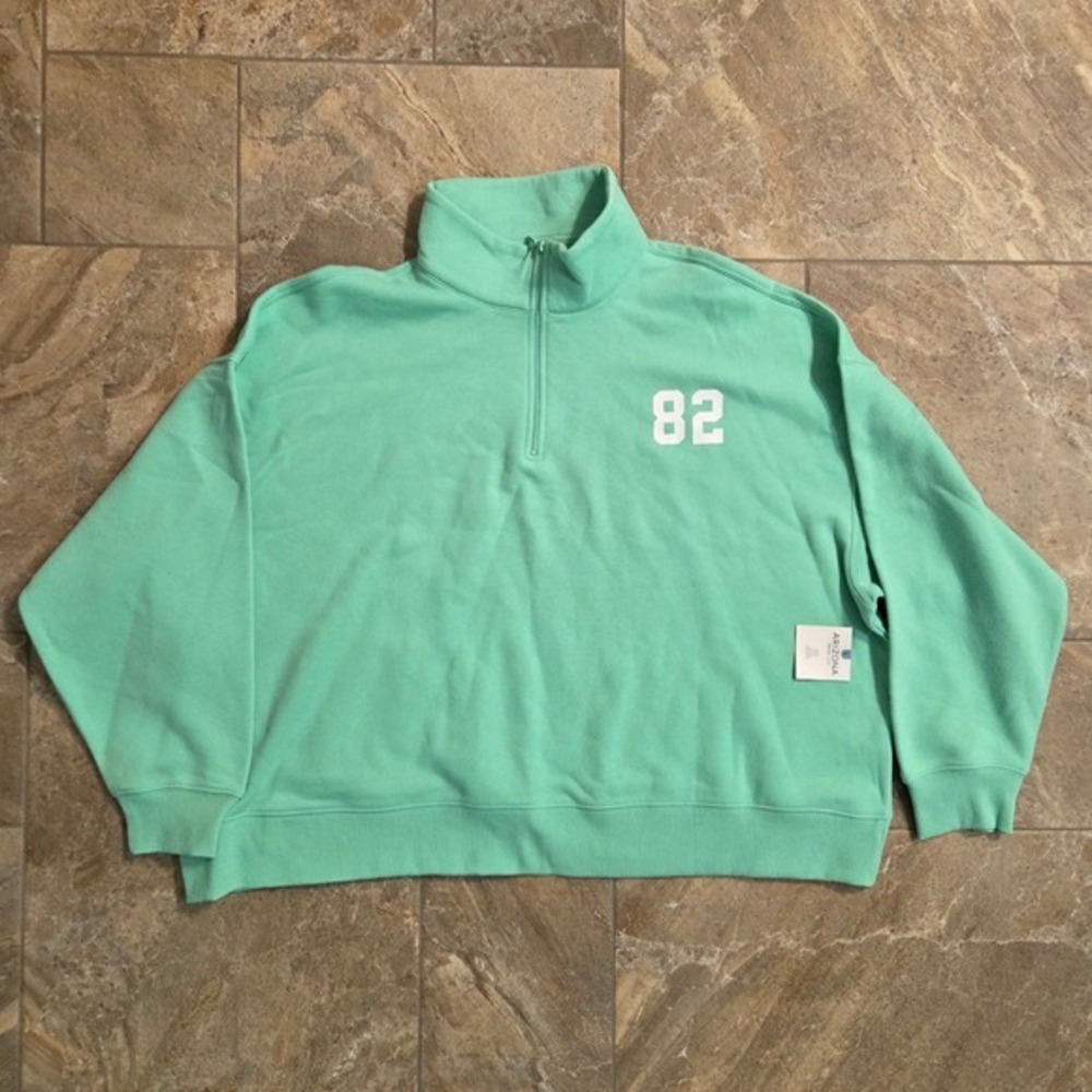 Arizona Jean Co Women‎ XXL Mint Green 82 Graphic Quarter Zip Sweatshirt NWT